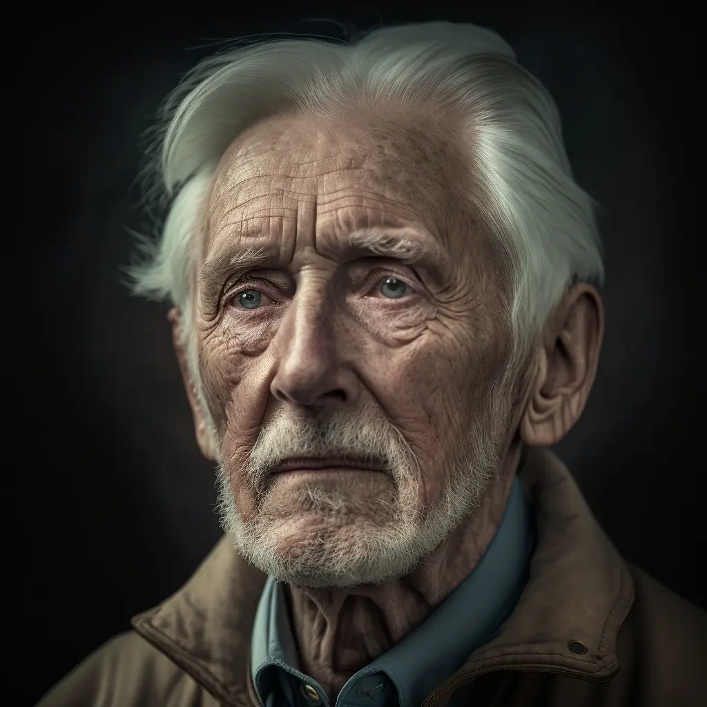 close up portrait of an white haired old man, Exquisite detail, 30-megapixel, 4k, 85-mm-lens, sharp-focus, f:8, ISO 100, shutter-speed 1:125, diffuse-back-lighting, award-winning photograph, small-catchlight, High-sharpness, facial-symmetry